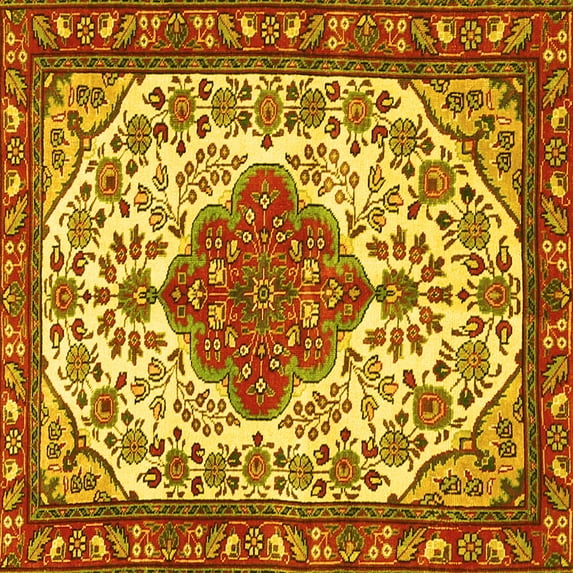 Ahgly Company Indoor Square Persian Yellow Traditional Area Rugs, 8' Square