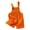 Orange, variant on Girls Jumpsuits Summer Sleeveless Button Strap Overalls Casual Loose Solid Short Rompers with Pockets