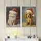 thumbnail image 4 of Lindos carteles e impresiones de animales de Navidad con sombrero de Papá Noel, perro, gato, zorro, conejo, decoración de Festival de invierno, arte de lienzo, pintura de pared de Navidad, 4 of 4