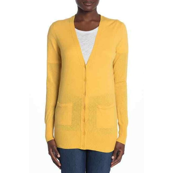 Cardigan Léger pour Petite Amie 14th & Union en Jaune Ocre Taille S