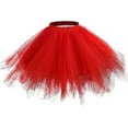 thumbnail image 2 of FRSASU Womens Soild Color Tutu Skirt Layered Tulle Skirt Red, 2 of 2