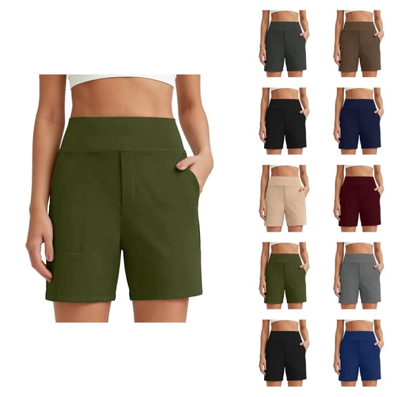 Athletic Shorts for Women Summer High Waisted Casual Stretchy Workout Yoga Shorts with Pockets