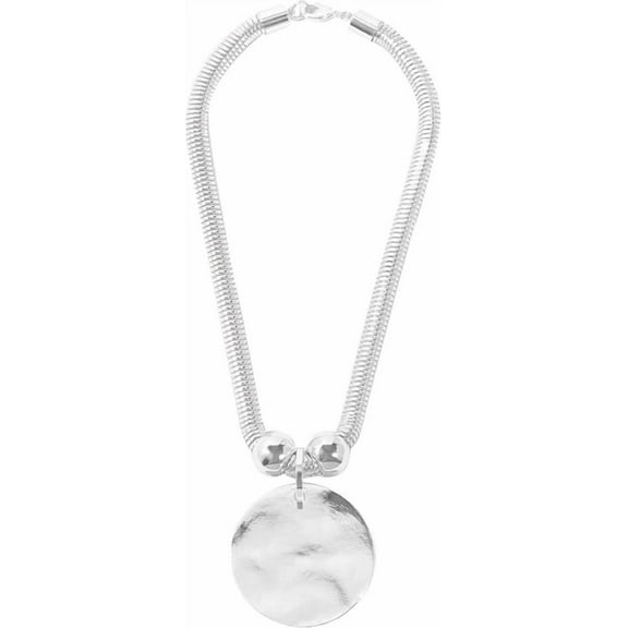 Silver Hammered Metal Statement Necklace Set with Lobster Clasp Closure, Disc Coin Necklace Circle Necklace Chunky Necklaces for Women New Unique Trendy Jewelry Valentines Day Gift