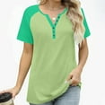thumbnail image 6 of RQYYD Womens V Neck Basic Tops Color Block Tunic T Shirts Summer Short Sleeve Casual Cotton Tees Shirts, 6 of 7