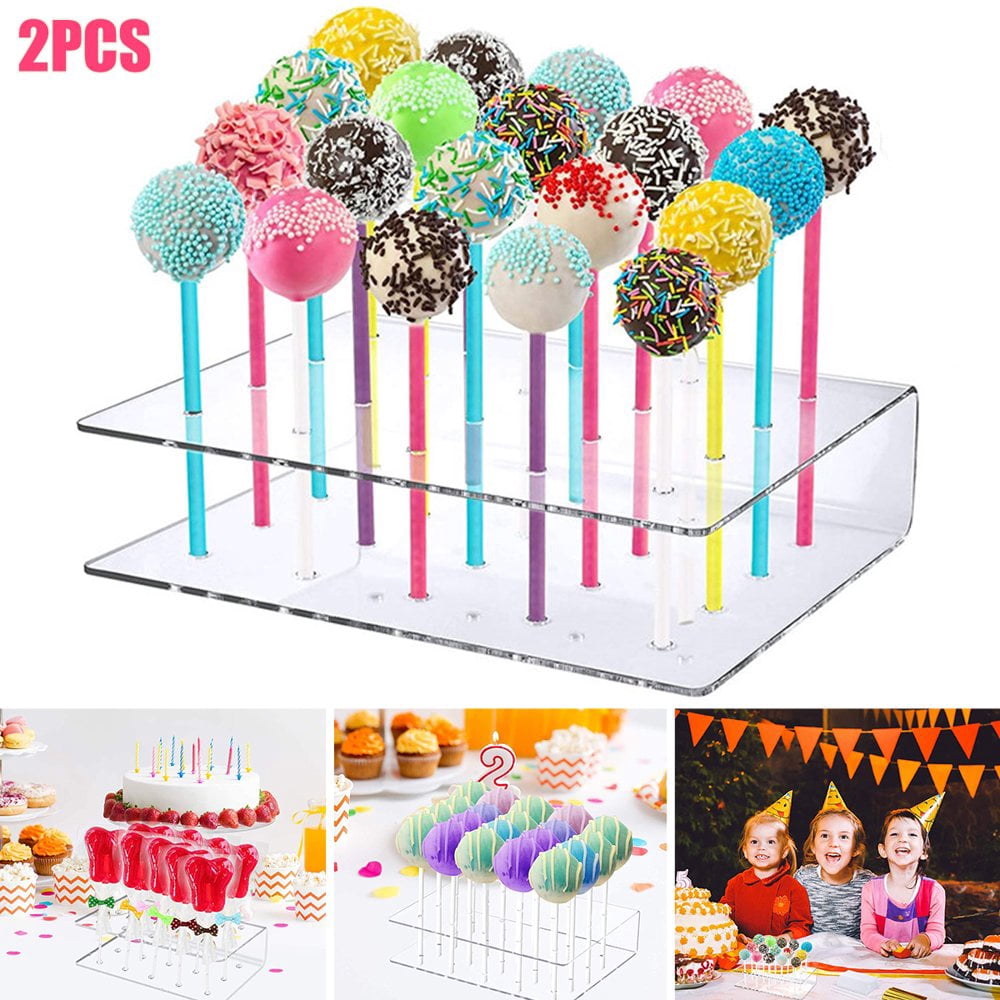 Support à Cake Pops En Acrylique Transparent - Lot De 2 Supports + 200 Bâtons - Idéal Mariage, Anniversaire, Fêtes