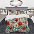 thumbnail image 2 of Designart "Warm Red Seaside Melody I" Floral Bedding Covert Set - Cottage Bed Set With 2 Shams, 2 of 5