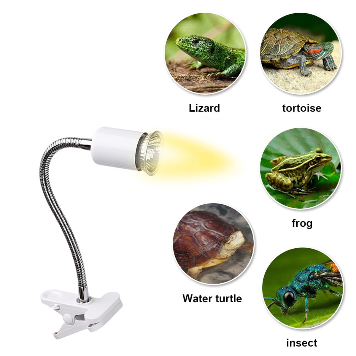 Reptile UVA UVB lamp with Clip-on Bulb Lamp Holder Kit Turtle Basking UV Heating Lamp Bulb Set Tortoises Lizards Light Lighting