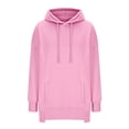 thumbnail image 7 of Under $10 Womens Hoodies, Women's Loose And Casual Colored Irregular Hem Hooded Long-sleeved Sweater Jacket, Pink L, 7 of 7