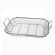 thumbnail image 1 of Square stainless steel grilling basket, practical tray for fruits and vegetables with easygrip handle, 42 x 28 x 10.5 cm (cleaning brush included)., 1 of 5