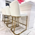 thumbnail image 3 of Summit Living 24 inch White & Gold Counter Bar Stools Set of 4 with Back for Kitchen Dining, Faux Leather Barstools, 3 of 12