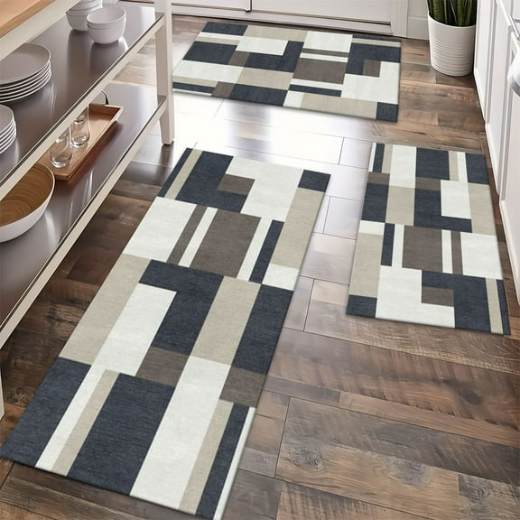 Floor Rugs Sets 3 Piece with Runner, Farmhouse Kitchen Rugs and Mats Non Skid Washable Runner Rug for Kitchen Sink Laundry