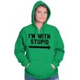 thumbnail image 3 of I'm With Stupid Classic Rude Insult Zip Up Hoodie Men's Women's Brisco Brands X, 3 of 6