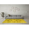 thumbnail image 3 of Ahgly Company Machine Washable Indoor Round Abstract Yellow Modern Area Rugs, 3' Round, 3 of 4