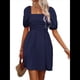 thumbnail image 2 of Vestido Bohemio de Corta Abullonada para Mujer, Escote Cuadrado, Corte A, Azul Oscuro, Talla L, 2 of 8