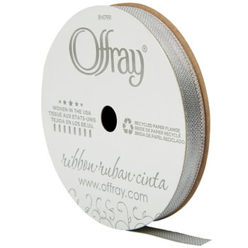 Offray Ribbon, Silver 3/8 inch Metallic Ribbon, 15 feet