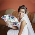 thumbnail image 5 of Unique Bargains 1 Pc Floral Folding Fan for Masquerade Blue Silk Fabric, 5 of 5