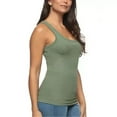 thumbnail image 2 of Felina Womens 3 Pack Ribbed Tank Tops (Cream, Mauve, Green, Large), 2 of 4