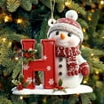 thumbnail image 6 of Snowman Christmas A-Z Letters Ornament, Cute Flat Acrylic Christmas Tree Letter Decoration Personalized Monogram Hanging Pendant, Indoor DIY Hanging Xmas Ornament, (H), 6 of 9