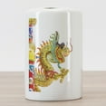 thumbnail image 3 of Dragon Ceramic Toothbrush Holder, Chinese Style Dragon Power Oriental Culture Theme, Decorative Versatile Countertop for Bathroom, 4.5" X 2.7", Multicolor, by Ambesonne, 3 of 4
