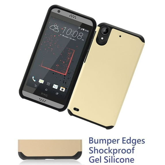 for 5" HTC Desire 550 Desire 555 Case Phone Case Shock Proof Edges Hybrid Hard Back Bumper Slim Cover Smooth Gold