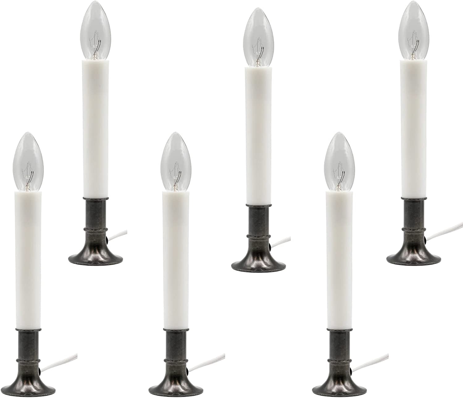 Creative Hobbies Electric Window Candles Kit - 4 Pack With On/Off Switch, 7W Bulb & Suction Cup Holders For Flameless Decor