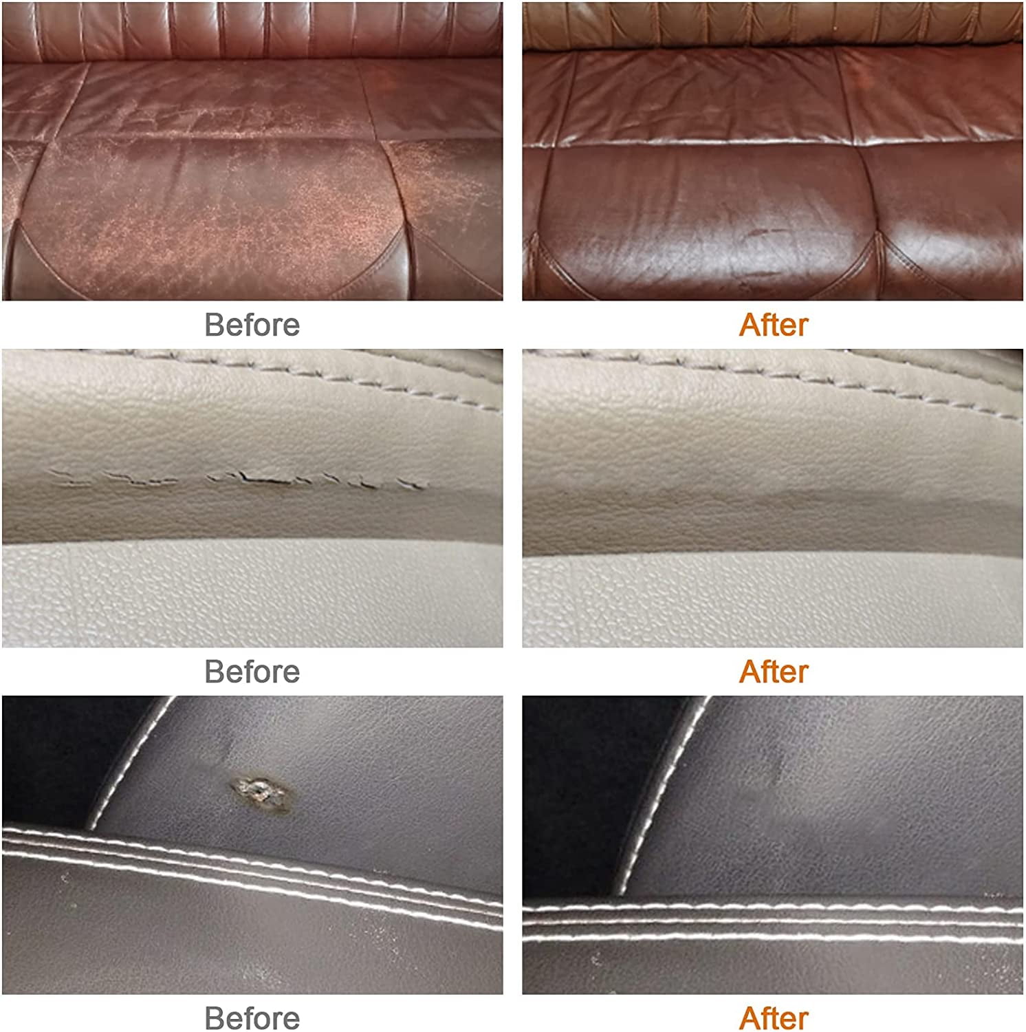 SEISSO 4-Pack Leather and Suede Repair Creams, 1.59 oz, Black, Brown, White, Waterproof