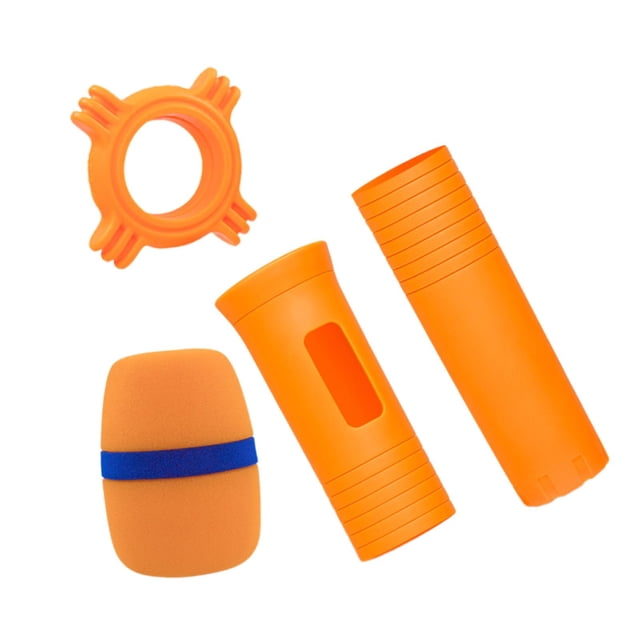 Fundas de protección de micrófono con parabrisas de micrófono y anillo antivuelco, fundas de mango de micrófono a prueba de golpes de goma para fiesta Naranja