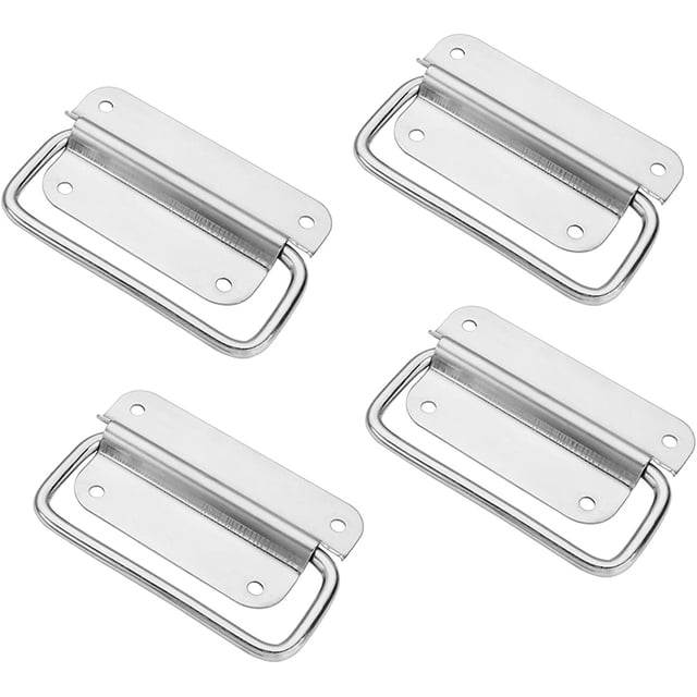EcoNesxp Poignée Pliable Argentée Poignée portable Boîte en Acier Inoxydable Poignée de Boîte à Outils Poignée de Porte Boîte Pliable