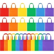 Aneco 24 Pack Non-woven Party Bags with Handles 8×8 Inch Treat Tote Bags Rainbow Party Gift Bags for Birthday Party Favor DIY Crafts Event Supplies, 6 Colors
