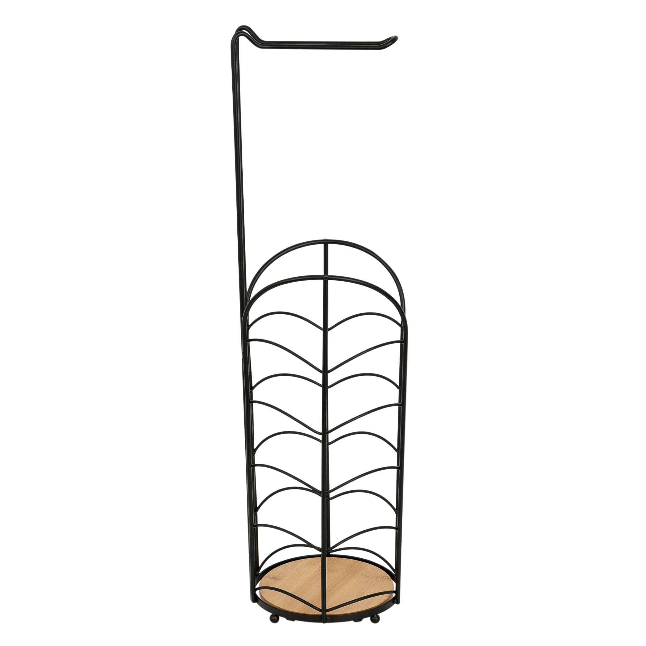 Era Banes Freestanding Toilet Paper Holder Black & Bamboo 6.14x23.03in