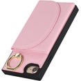 thumbnail image 6 of Wallet Cases for iPhone SE 2022/SE 2020/7/8 with Card Holder 4.7",PU Leather Magnetic Clasp [360° Rotatable Ring Holder Kickstand] Heavy Duty Flip Case for Women Girls,(Pink), 6 of 14