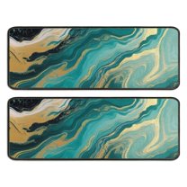 Kitchen Rugs Sets Of 2,Teal Marble Gold Wave Pattern Anti Fatigue Kitchen Mat Rugs Non Slip Washable,Decorative Kitchen Floor Mats for Kitchen,Sink,Laundry,17"x47" 17"x47"