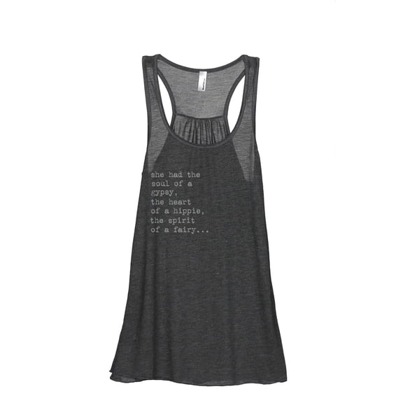 Soul Of A Gypsy Women's Fashion Sleeveless Flowy Racerback Tank Top Charcoal Grey Small