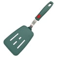 thumbnail image 2 of Flexible Silicone Turner Spatula, Heat Resistant Flat Pancake Spatula for Non-Stick Cookware Griddle Eggs Burgers, Dark Green Angled Slotted, 2 of 5