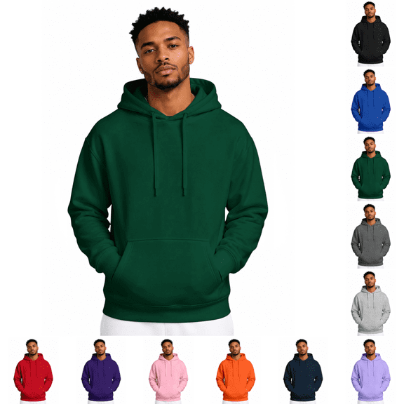 Fleece Hoodie Pullover for Men Trendy Casual Long Sleeve Drawstring Hoodies Winter Workout Regular Fit Hooded Sweatshirt Dark Green 3XL