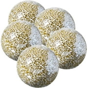 Decorative Balls Set of 5 Glass Mosaic Sphere Dia 3" (Mirror Black)