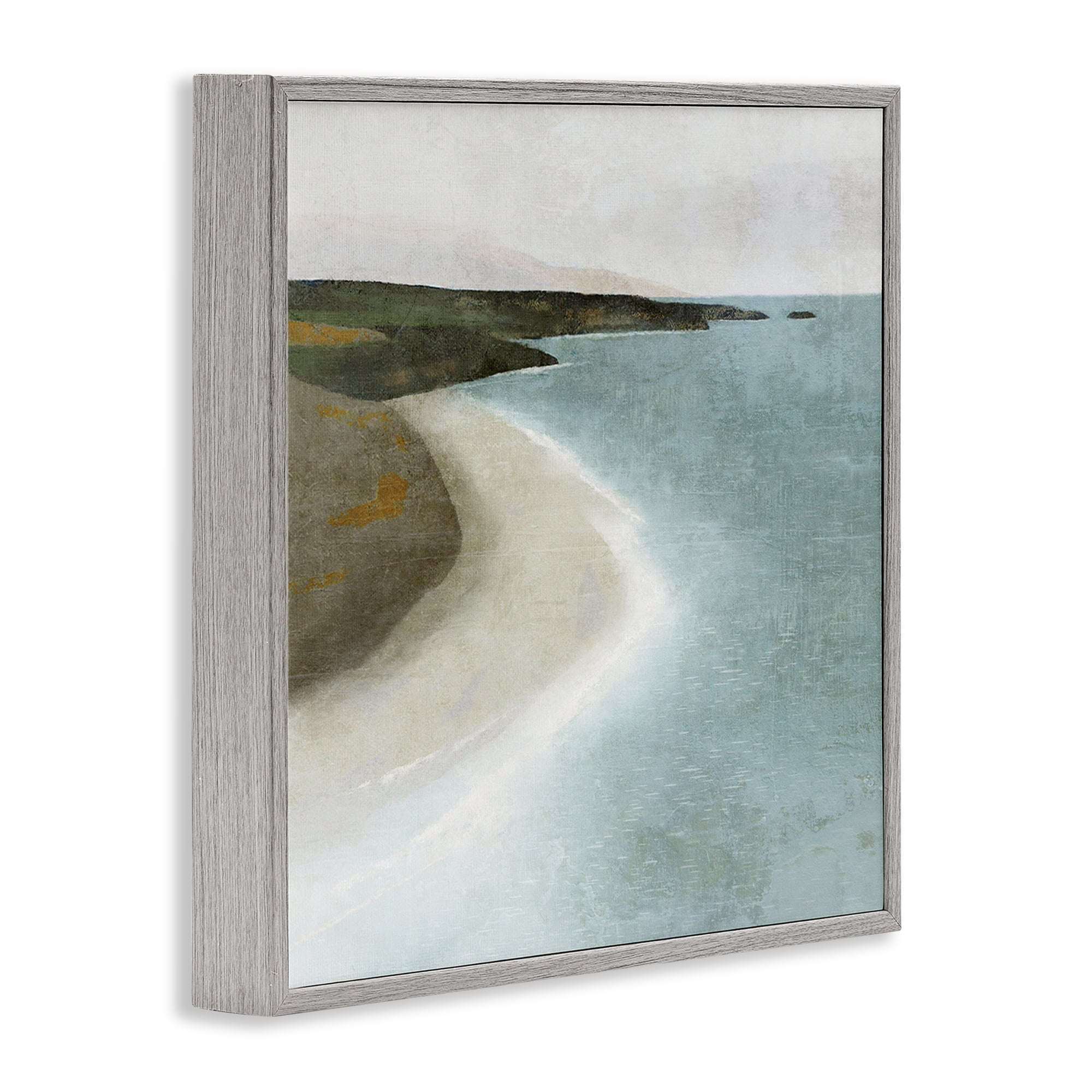 Stupell Industries Simple Serene Coastline Landscape Painting Gray Framed Art Print Wall Art, 12 x 12