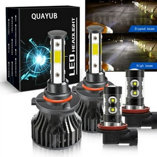 AUXITO 9012/HIR2 LED Headlight Bulbs Mini Size 80W 16,000LM Per Pair 500%  Brighter 6500K White, Pack of 2