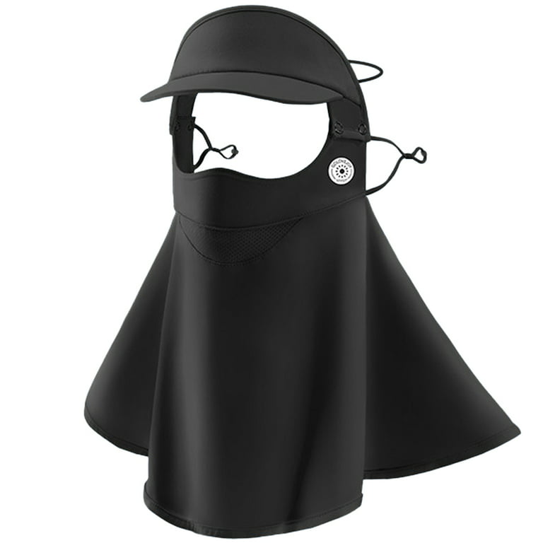 UPF 50 Womens Sun Protection Golf Sports UV Protection Face Shield Cover  Outdoor Cycling Face Balaclava Reusable - Black