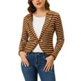 thumbnail image 1 of INSPIRE CHIC Women's Notched Lapel Button Decor Thin Striped Blazer, 1 of 6