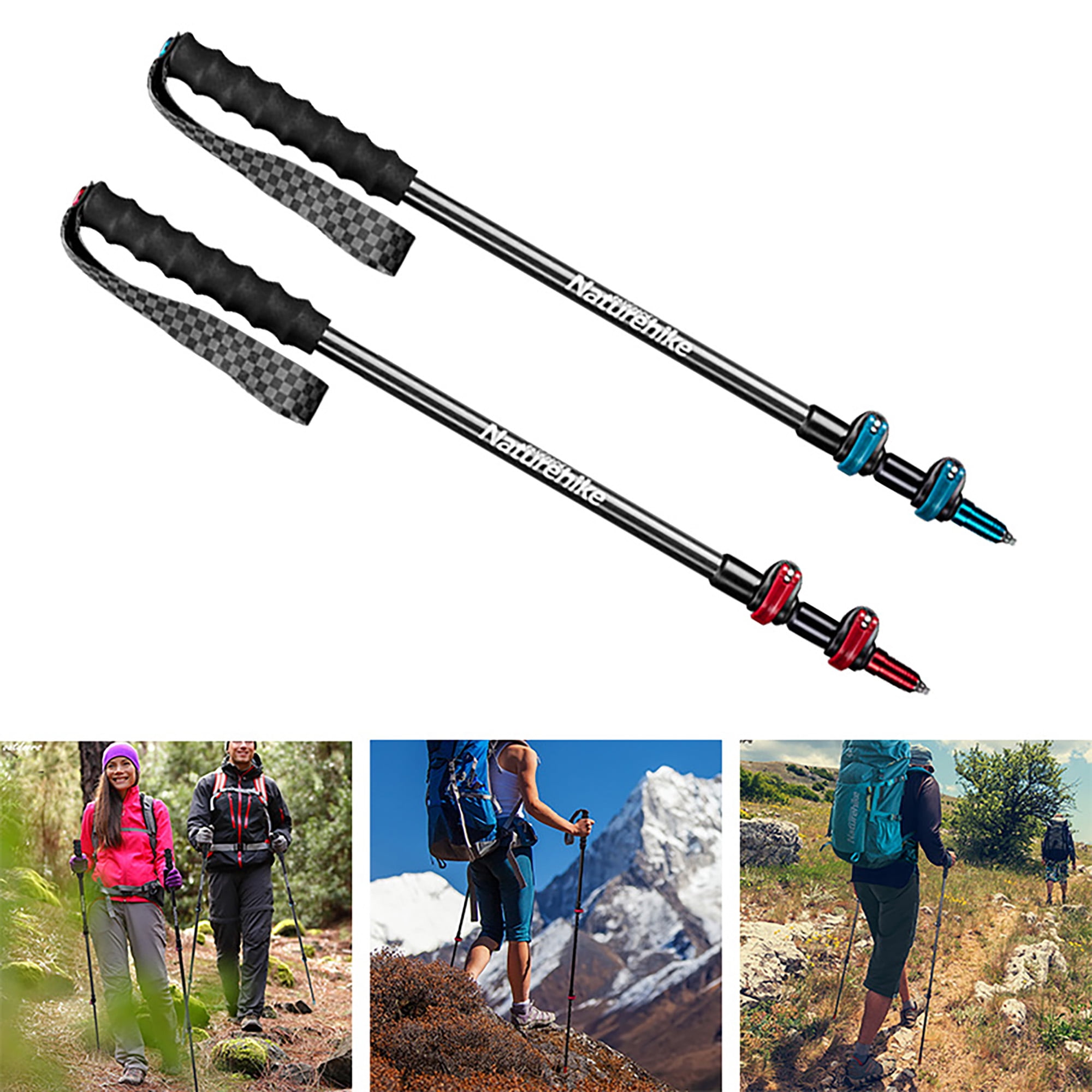 Ultralight Aluminum Ski Pole with EVA Grip Trekking Pole Collapsible Walking Hiking Stick for Men Women 