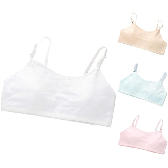 VOUZZA Training Bra Kids Girls Solid Adjustable Straps Bralettes Wire Free Soft Stretchy Crop Tops Daily Wear Seamless Underwear Bras
