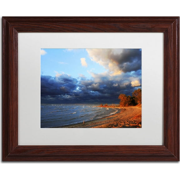 Trademark Fine Art "Lake Erie Autumn" Canvas Art by Jason Shaffer, White Matte, Wood Frame