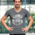 thumbnail image 4 of Bison Portrait V-Neck T-shirt American Buffalo Head Western Wildlife Nature Majestic Bull Symbol of Strength Tee, 4 of 7