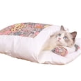 thumbnail image 1 of Saco de dormir cálido para gatos, cama extraíble para gatos, casa cálida para invierno para gatos, cama pequeña para mascotas, 1 of 4