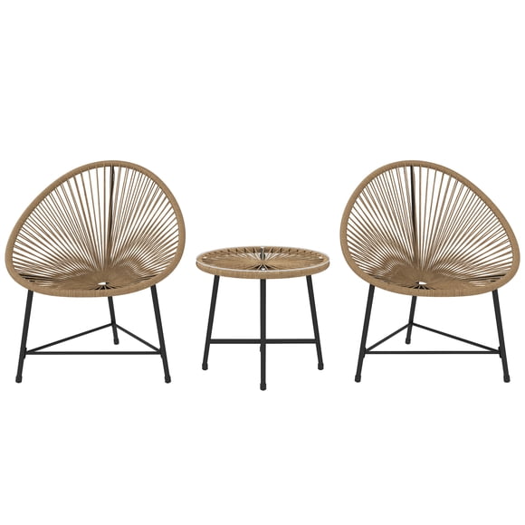 Outsunny 3 Piece Wicker Patio Furniture Bistro Set with Acapulco Chairs