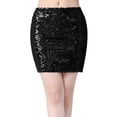 thumbnail image 2 of FASHOFT Sequin Mini Skirt For Women Sequined Bodycon Skirt Short Half Skirt For Stage Performance Party Festival Gathering Glitter Outfit Womens Skirts Black, 2 of 6