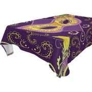 SKYSONIC Mardi Gras Tablecloth Waterproof Washable Polyester Square Table Cover Durable Tablecloth for Kitchen Dining Table Party Decor (54 X 54 Inch)