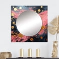 thumbnail image 1 of Designart "Jubilation In Affection Pink And Gold Canvas I" Abstract Painting Square Mirror For Wall Decor - Large Gold Square Mirror Printed Wall Decor - Modern Square Living Room Mirror, 1 of 5