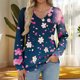 thumbnail image 1 of Heisall Women's Tops Spring Autumn 2025 New Arrival Long Sleeve V-Neck Loose Casual T-shirts with All-over Print Fashion, 1 of 5